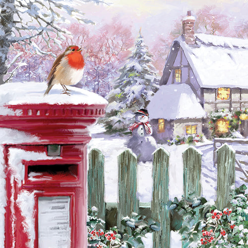 MPS Society festive cards - Robin on Post Box